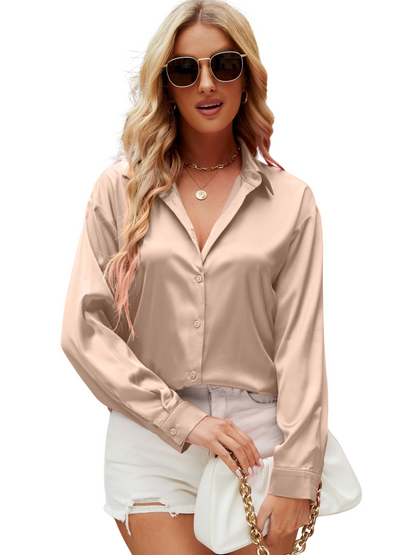 Cameron Long-Sleeved Satin Blouse | Elegant and Soft Fabric