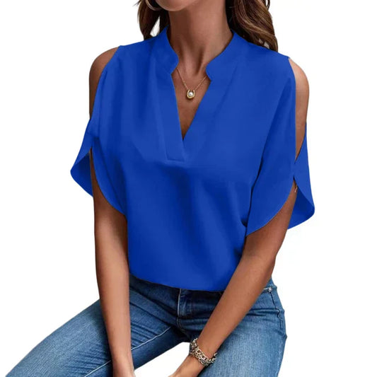 Women's Open-Shoulder Blouse with V-Neck | Stylish and Comfortable Design