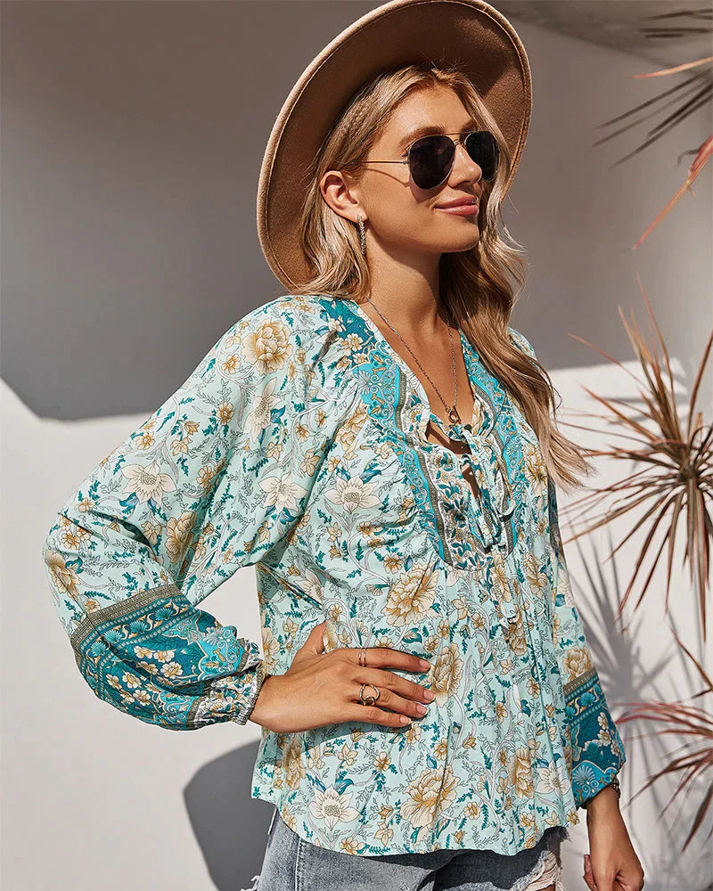 Vintage Long-Sleeved Summer Blouse | Classic and Breezy Style