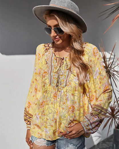 Vintage Long-Sleeved Summer Blouse | Classic and Breezy Style