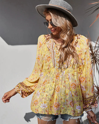 Vintage Long-Sleeved Summer Blouse | Classic and Breezy Style