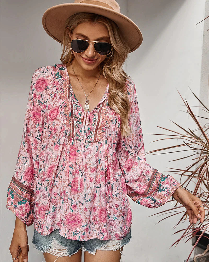 Vintage Long-Sleeved Summer Blouse | Classic and Breezy Style