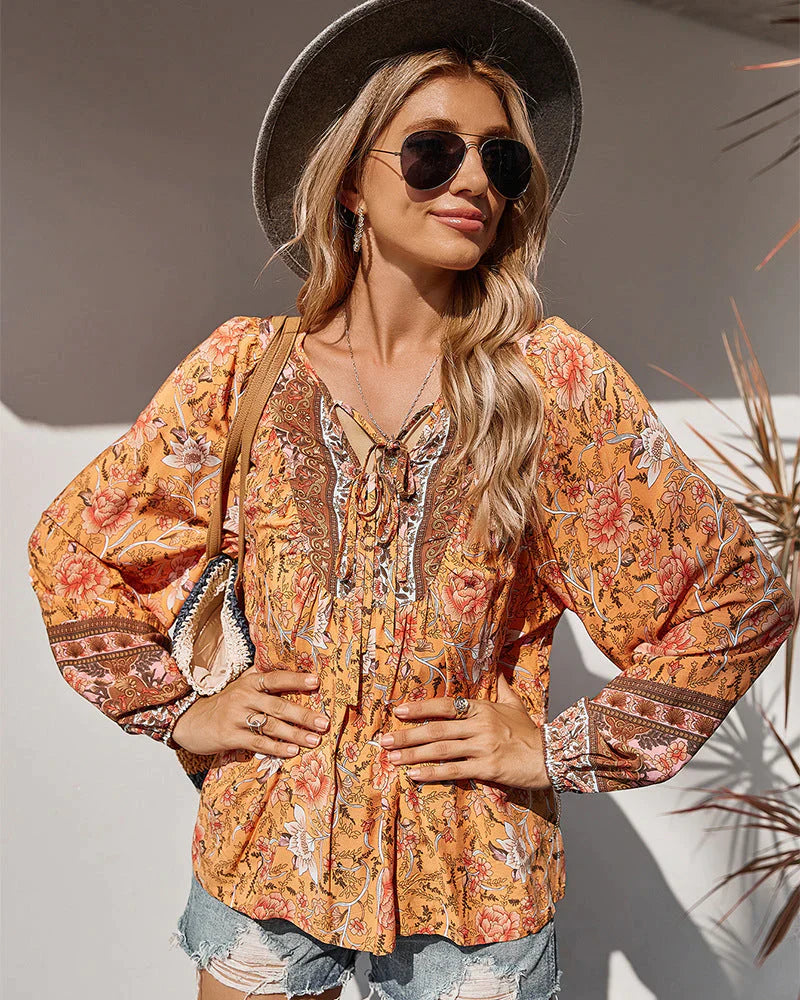 Vintage Long-Sleeved Summer Blouse | Classic and Breezy Style